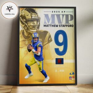 Matthew Stafford Los Angeles Rams NFL 2025 MVP Award Framed Sports Memorabilia Home Decor Poster Canvas