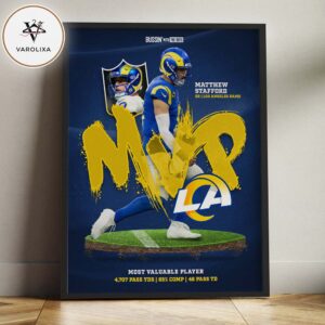 Matthew Stafford Los Angeles Rams NFL 2025 MVP Season Action Sports Home Decor Poster Canvas