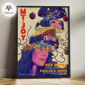 Mt. Joy Concert Poster At Red Rocks In Morrison CO On Aug 14 And 15 2026 Psychedelic Cosmic Head Artwork Home Decor Poster Canvas