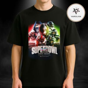New England Patriots vs Seattle Seahawks Super Bowl LX 2026 Match Poster At Levi’s Stadium In Santa Clara California On February 8 2026 NFL Championship Unisex T-Shirt