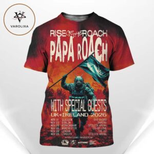 Papa Roach Poster Print At Multiple Venues In United Kingdom And Ireland On November 2026 Rise Of The Roach UK Ireland Tour All Over Print Shirt