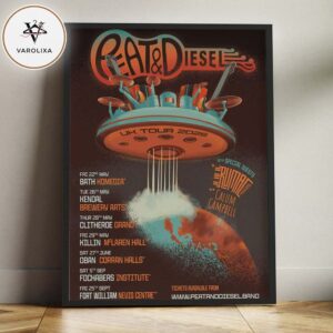Peat And Diesel Poster Print At Multiple Venues In United Kingdom On May 22 2026 UK Tour 2026 Flying Drum UFO Artwork Home Decor Poster Canvas