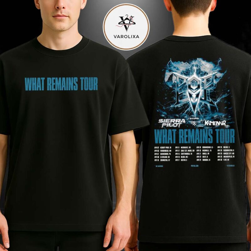 Pop Evil Live Concert Poster At Multiple Venues In United States On April 2026 What Remains Tour Dark Metal Artwork Two Sides Unisex T Shirt