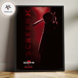 Scream 7 Movie Poster Print At Theaters In United States On February 27 2026 Ghostface Knife Red Shadow Artwork Home Decor Poster Canvas