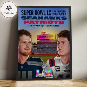 Seattle Seahawks vs New England Patriots Matchup Super Bowl LX 2026 On February 8 2026 At Levi’s Stadium Santa Clara Home Decor Poster Canvas