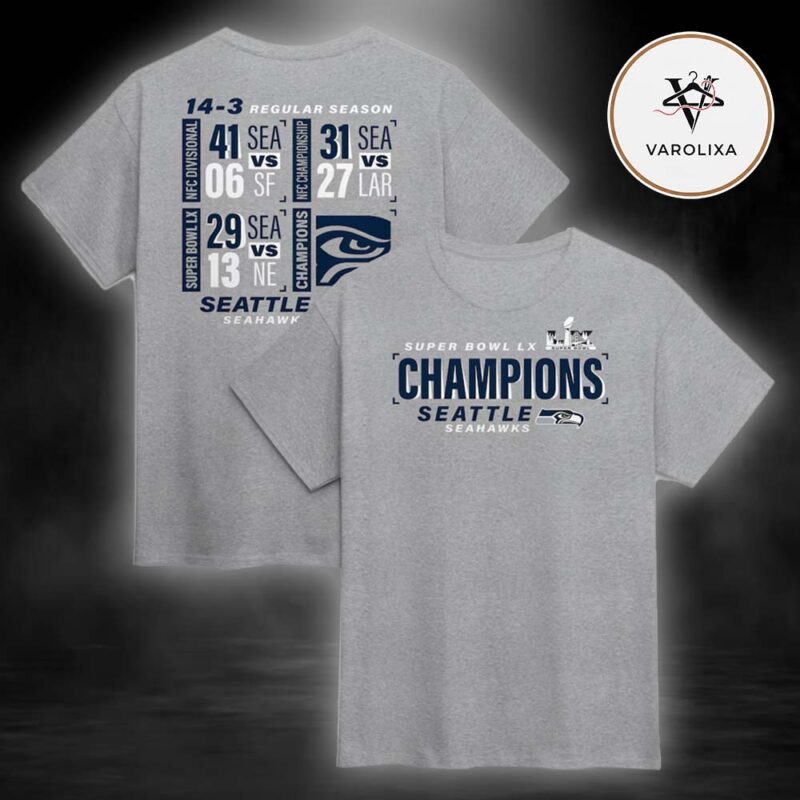 Seattle Seahawks Fanatics Super Bowl LX Champions Counting Points Score Two Sides Unisex T Shirt