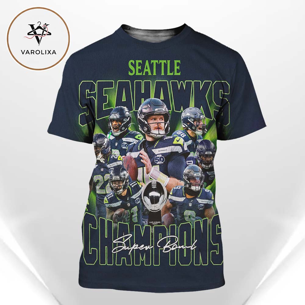 Seattle Seahawks NFL Super Bowl 2026 Champions Team Roster Celebration All Over Print Shirt Seattle Seahawks NFL Super Bowl 2026 Champions Team Roster Celebration All Over Print Shirt