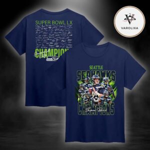 Seattle Seahawks NFL Super Bowl 2026 Champions Team Roster Celebration Two Sides Unisex T-Shirt