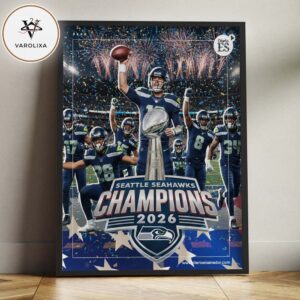 Seattle Seahawks NFL Super Bowl LX 2026 Champions Lombardi Trophy Celebration Home Decor Poster Canvas
