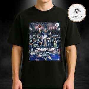 Seattle Seahawks NFL Super Bowl LX 2026 Champions Lombardi Trophy Celebration Unisex T-Shirt