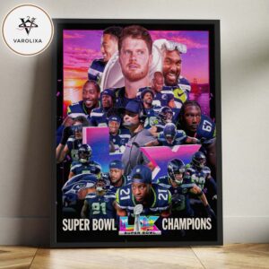 Seattle Seahawks NFL Super Bowl LX 2026 Champions Team Roster Home Decor Poster Canvas