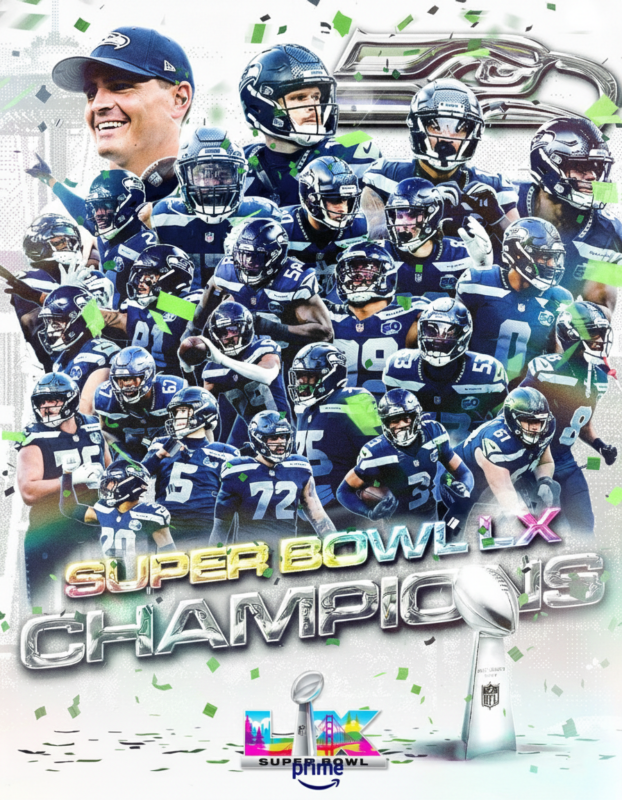 Seattle Seahawks NFL Super Bowl LX 2026 Champions Team Victory 1