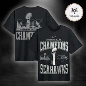 Seattle Seahawks Nike Super Bowl LX Champions Locker Room Trophy Collection Authentic Two Sides Unisex T-Shirt