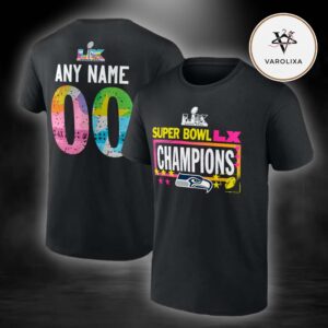 Seattle Seahawks Super Bowl LX Champions NFL 2025-2026 Custom Name & Number Two Sides Unisex T-Shirt