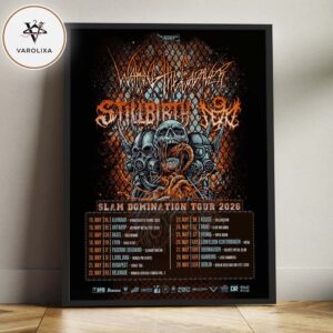 Slaughter To Prevail Live Concert Poster At Multiple Venues In Europe On May 2026 Slam Domination Tour Skull Horror Artwork Home Decor Poster