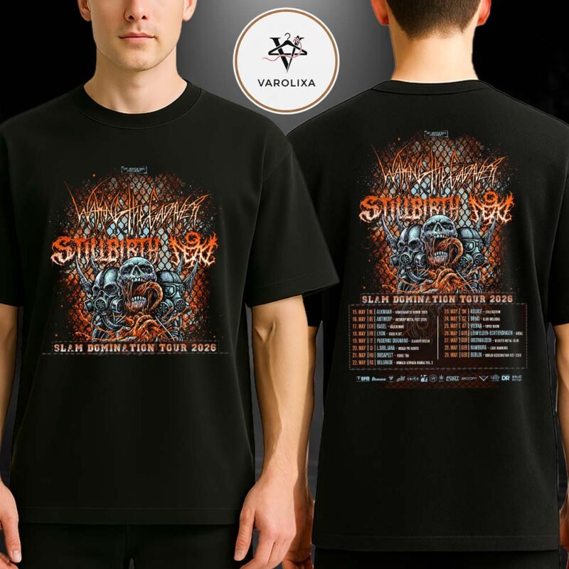 Slaughter To Prevail Live Concert Poster At Multiple Venues In Europe On May 2026 Slam Domination Tour Skull Horror Artwork Two Sides Unisex T Shirt