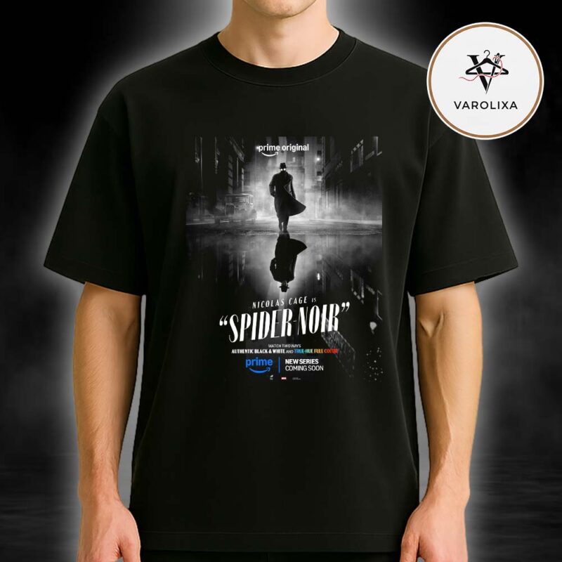 Spider Noir Prime Original Series Poster Authentic Black And White Version 2026 Unisex T Shirt