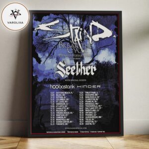 Staind Break The Cycle 25th Anniversary Tour 2024 Seether Hoobastank Hinder Full Tour Dates Home Decor Poster Canvas