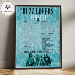 The Buzz Lovers Nirvana Teen Spirit World Tour 2026 Concert Poster At Venues In Spain Australia Mexico And Europe Home Decor Poster Canvas