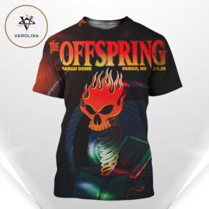 The Offspring Poster Print At Fargo Dome In Fargo ND On February 6 2026 Supercharged Tour Flaming Skull Artwork All Over Print Shirt