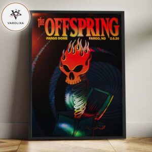 The Offspring Poster Print At Fargo Dome In Fargo ND On February 6 2026 Supercharged Tour Flaming Skull Artwork Home Decor Poster Canvas