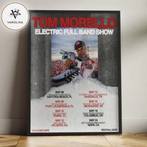 Tom Morello Electric Full Band Show Concert Poster At US Venues In May 2026 Rock Tour Artwork Home Decor Poster Canvas