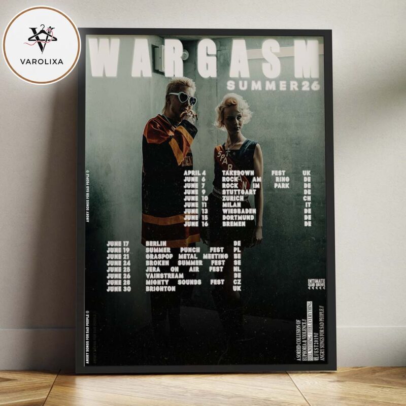 Wargasm Live Concert Poster At Multiple Festival Venues In Europe And United Kingdom In Summer 2026 Summer Tour Home Decor Poster Canvas