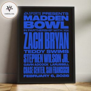 Zach Bryan Madden Bowl Live Concert Poster At Chase Center In San Francisco California On February 6 2026 Home Decor Poster Canvas
