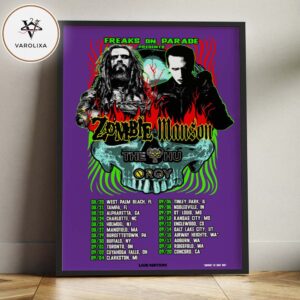Zombie Monsoon Tour Poster At Multiple Venues In United States On August–September 2026 Freaks On Parade Tour Skull Flame Artwork Poster Canvas